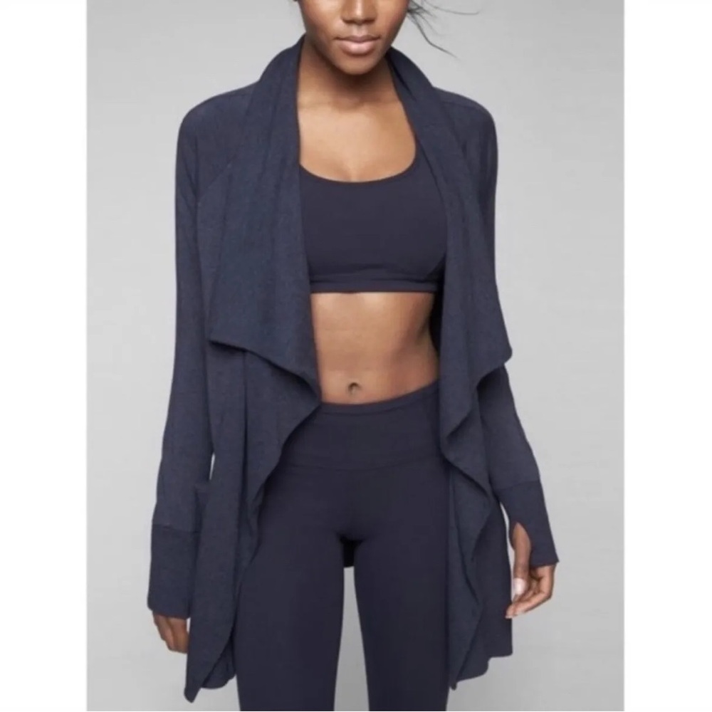 Athleta Studio Wrap Blue Cardigan